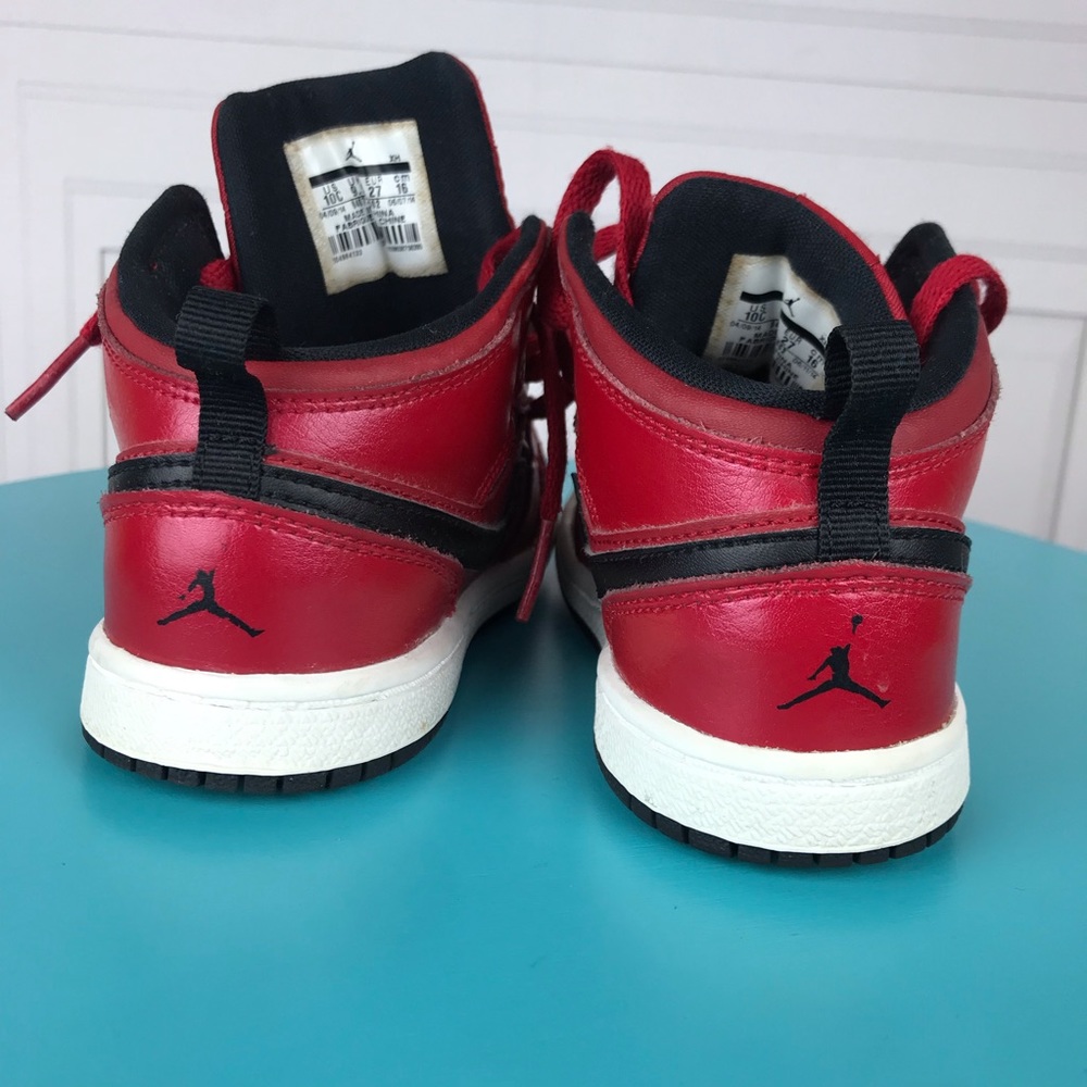 Kids Retro Jordan 1 Nike Sneaker Boys Red Size 10C - Picture 4 of 6